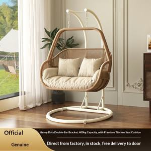 Sedia a dondolo sospesa per interni ed esterni, per casa, balcone, cortile, terrazza, sedia a cesto, sedia a culla, amaca a dondolo - Product Image 2