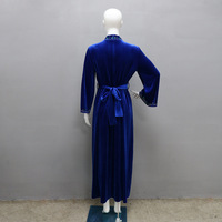 Nouvelle Arrivée 2026 – Robe Abaya en Velours Bleu Royal avec Strass Verts, Manches Longues, Robe de Soirée Formelle
