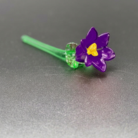 Décoration florale en verre violet, fleur en cristal faite à la main, accessoire de bureau au design moderne, pièce unique