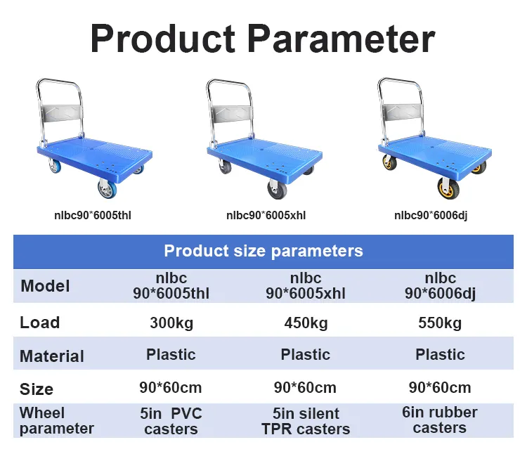 90*60cm 300kg nhiệm vụ nặng nề kho công cụ Xe đẩy gấp nền tảng Nhà hàng phục vụ xe đẩy thực phẩm phục vụ với 5in TPR bánh xe