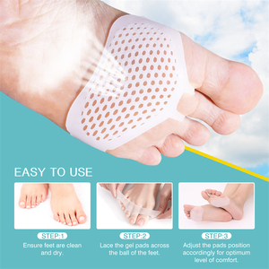 SEFUDUN 6 paia di <span class=keywords><strong>piedi</strong></span> riutilizzabili per auto pastiglie lavabili morbido e resistente Anti-Skid per il dolore del piede traspirante tampone per alleviamento alluce per aletta - Product Image 6