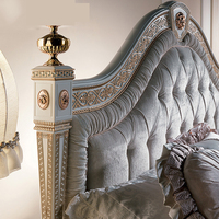 Lit sculpté en bois massif de style européen Lit doux en tissu français 1.8m lit double classique antique