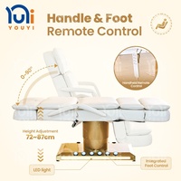 Table de massage esthétique tendance avec lumière LED, lit de beauté électrique réglable en hauteur pour salon de beauté et spa médical
