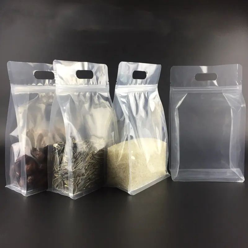 Custom Design Plastic 1kg 2kg 5kg 10kg Flour Packing Basmati Vacuum Rice Bag With Handle Clear Bag