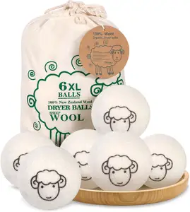 100% dapat digunakan kembali organik wol tumblle pengering bola statis mengurangi pelembut alami bola pengering wol Selandia Baru