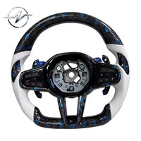 Volant sport en fibre de carbone YZ à 3 branches avec boutons multifonctions et palettes de changement de vitesse, couleurs de surpiqûres personnalisables pour E92