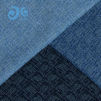 Tissu denim jacquard sergé chevrons teint en fil écologique H214PG-8 Teal Parquet Weave en stock pour vêtements de mode unisexe
