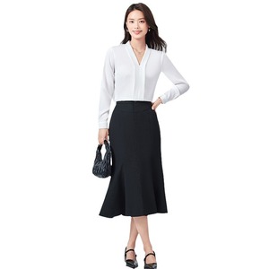 Women's Long Sleeve V Neck Shirt Solid Color Chiffon Top Work Blouse 2024 Autumn Elegant Office Wear - Product Image 5