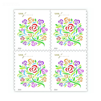 Autocollants Postaux Personnalisés Effet Vintage Rose 100 Timbres Floraux pour Mariage Étiquettes Postales Éternelles Blanches Postzegel Nederland