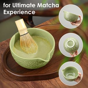 Traditional Japanese-Style Matcha 7-piece <b>Set</b> Starter Kit Ceramic Bowl <b>Tea</b> Brush Bamboo Hand Whisk Engraved <b>Tea</b> <b>Set</b> Green - Product Image 4
