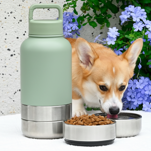 Logo personnalisé 32oz 3 en 1 en acier inoxydable bol d'alimentation pour animaux de compagnie 1000 ml isolé sous vide voyage Portable chien bouteille d'eau - Product Image 1