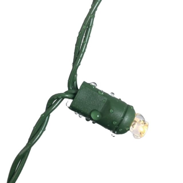 Outdoor 5mm Christmas Decorative Light 22awg Green Wire 50 Count 4" Space 5mm Conical Mini LED String Lights