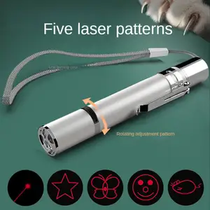 Shengfeng penunjuk mainan kucing, alat penunjuk laser listrik elektronik interaktif 3 mode inframerah beberapa pola dapat diisi ulang USB