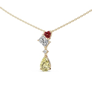 Original Jewelry Design Manufacturer Geometric Heart <strong>Ruby</strong> Gemstone Yellow Cubic Zirconia Modern Tiered Cascade Drop <strong>Necklace</strong> - Product Image 2
