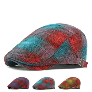 Retro Colorful Rendering Fashion Simple Plaid British Spring Autumn Advanced <b>Hats</b> Newsboy Cap Gradient Ivy <b>Hat</b> - Product Image 2