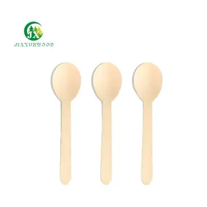 Custom Package Natural Birch Wood Spoon 155mm Disposable Private Label Wedding Wooden Spoons Sanding Sample