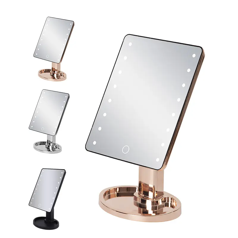 Factory Built-in 16 LED Lights spiegel Make up vanity Mirror smart espejo Touch Screen miroir Makeup Mirror with Storage Tray