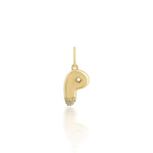 Pendentif en or jaune 18 carats avec initiale P en diamant - Product Image 3