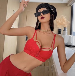 Sexy Lace Underwear Set Cross Strap Push-Up <b>Bra</b> Anti-Sag Retraction <b>Bra</b> and Panties Sets - Product Image 3