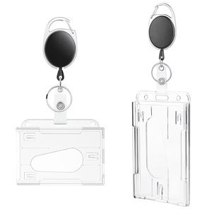 <span class=keywords><strong>Porte</strong></span>-clés rétractable double usage <span class=keywords><strong>et</strong></span> <span class=keywords><strong>porte</strong></span>-<span class=keywords><strong>badge</strong></span> ovale en plastique, support de carte d'identité horizontal <span class=keywords><strong>et</strong></span> vertical – Offre Spéciale - Product Image 1