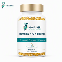 Capsules de Vitamine D3 K2 B12 à Marque Blanche 250mcg MK7 – Complément Alimentaire Énergisant pour Femmes – 60 Gélules Molles