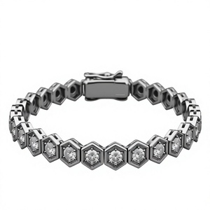 Orelia Luxe S925 Silver Honeycomb Zircon <b>Beaded</b> <b>Bracelet</b> for Women Rhodium Plated Claw Setting Minimalist Jewelry Gift - Product Image 3