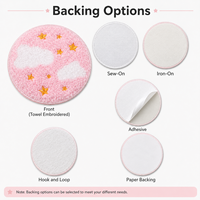 Patch rond personnalisé en chenille rose, brodé nuage étoile, pour vestes, sacs, chapeaux et vêtements