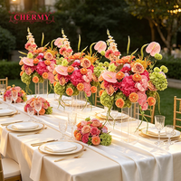 Centres de table artificiels rose et orange Dalian Chermy, grands vases pour arrangements floraux pour la décoration de mariage et de fête