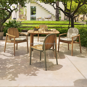 विला आंगन आउटडोर टेबल और कुर्सियों सेट पैसो स्विमिंग पूल रेस्तरां वाटरप्रूफ और सनस्क्रीन एल्यूमीनियम मिश्र धातु लंबी टेबल - Product Image 1