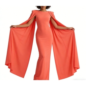 Vestido Maxi de Noche Formal para Mujer con Manga Capa, Cuello Redondo y Ajuste Ceñido - Moda - Product Image 5