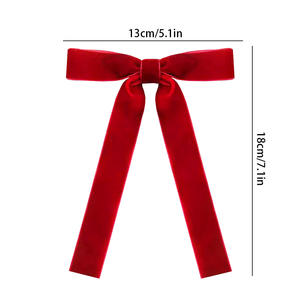 Noeuds de Noël en velours rouge 13cm*18cm, décorations festives pour l'arbre de Noël, décorations de vacances et cadeau portable - Product Image 4