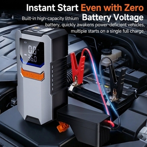 Démarreur de voiture 6000 mAh avec <span class=keywords><strong>gonfleur</strong></span> de pneus 150 PSI, pompe à air portable, booster de batterie 14,8 V, affichage numérique, kit d'urgence - Product Image 2