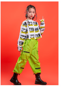 Conjunto de Ropa de Baile Hip Hop para Niñas, Color Verde, Venta al Por Mayor - Product Image 4