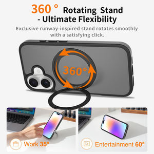 Funda de teléfono con soporte giratorio de 360 ° para Iphone 13 14 15 16 17, funda trasera de teléfono magnética con carga inalámbrica para Iphone 17 - Product Image 3
