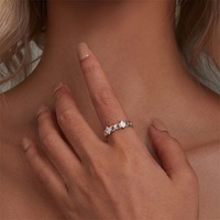 Vente en gros de bagues à chaîne ajustable en argent 925 de créateur minimaliste Anneaux Hip Hop vintage en zircon cubique pour femmes Fête de mariage