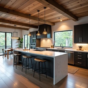 Sang trọng hiện đại tùy chỉnh được thiết kế melamine Hội Đồng Quản trị sơn mài gỗ hạt thủy tinh Tủ Bếp Đồ nội thất hoàn chỉnh thiết lập cho biệt thự ăn uống - Product Image 2