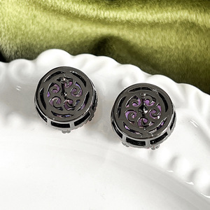 Vintage Jewelry Eco-friendly Copper Black Gold Plated Round Cut 12MM Multicolor Cubic Zirconia Fashion <b>Stud</b> <b>Earrings</b> Gifts - Product Image 6
