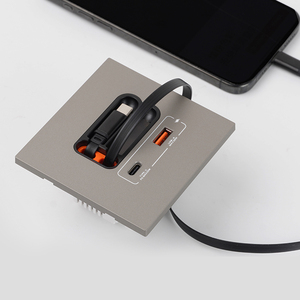 Phổ ổ cắm <span class=keywords><strong>USB</strong></span>-C Cổng điện tường Bảng điều khiển 20W phổ Type-C <span class=keywords><strong>USB</strong></span> ổ cắm loại 86 với cáp sạc - Product Image 3