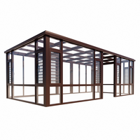 Fabrication experte de véranda moderne autoportante avec toit en verre trempé, véranda rétractable et mobile, maisons en verre