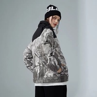 Logo personnalisé brodé épais vestes de plumes de canard partout imprimé surdimensionné rétro graphique bouffant veste hommes