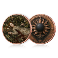 Faible MOQ, Pièce de collection en cuivre fin .999 de 1 once, thème peinture à l'huile vintage, Pièce de défi en cuivre d'une once