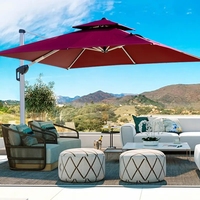 Turquoise intelligent résistant au vent mural piscine extérieure patio plage led lumière parapluie tissu robuste moderne