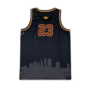 เสื้อเจอร์ซีย์บาสเก็ตบอลผ้าตาข่ายสีดำพิมพ์ลายปัก - Product Image 3