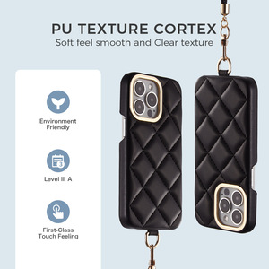 Fresh Fashion Promax Lanyard PU Funda de cuero para teléfono móvil para <span class=keywords><strong>Apple</strong></span> 13/14/15/16 Diamante estampado - Product Image 3