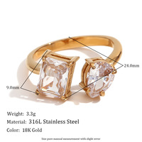 Wassertropfen Zirkon Ringe Glänzender Vergoldeter Schmuck Valentinstag Paar-Schmuck Edelstahl Ringe