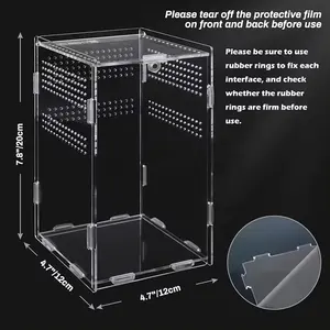 Wholesales Custom Clear Acrylic Reptile Terrarium Feeding Breeding Box With Cover