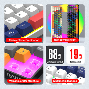 K68 Có Dây 68-Keys USB Bàn Phím RGB <span class=keywords><strong>Backlit</strong></span> Ba-Màu Sắc Tùy Chỉnh Chơi Game Bàn Phím Cơ Khí Cảm Thấy Chất Liệu Nhựa Cho Máy Tính Xách Tay - Product Image 4