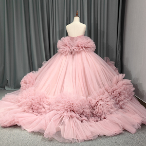 Blush Pink Dresses Puffy Tiered Ruffled Bridal Gowns Off Shoulder Lace Women Party Dress Long 6724 - Product Image 6