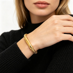 Bracelet délicat en acier titane, chaîne serpent, tube incurvé à facettes géométriques, bracelet tendance pour femme - Product Image 6