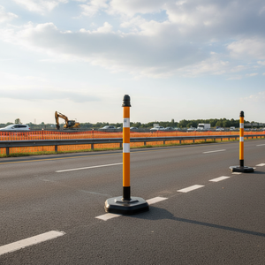 Poste de advertencia amarillo PPC 63X1000mm con base PP Barrera de tráfico 12409 DB R equipo de seguridad de tráfico para delinear - Product Image 4